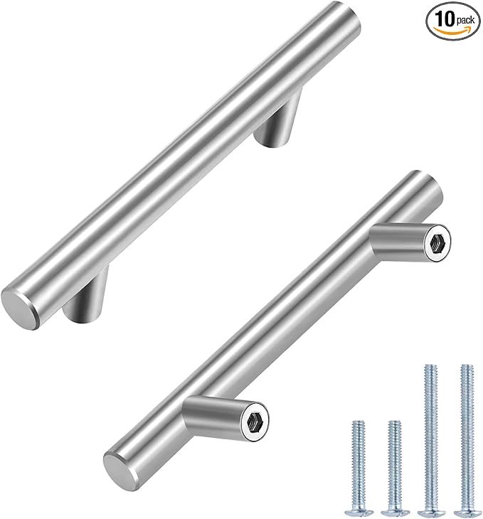HBL' 10 Pack | 3 Inch Center to Center Brushed Nickel Cabinet Pulls Kitchen Cabinet Handles,Made of Stainless Steel,Ideal for Cabinet,Drawer,Cupboard and Wardrobe.