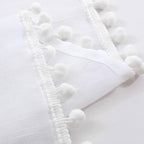 Treatmentex Pompom Sheer White Curtains for Living Room Kid's Room 72" Window Voile Drapes Slub Linen Texture Bedroom Curtains 2 Pack Rod Pocket