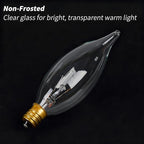 E12 Candle Light Bulbs 60W, Warm White 2700K Dimmable Chandelier Light Bulbs for Ceiling Fan or Pendants, CA10 Clear Candelabra Gold Base Bulbs, 20 Pack