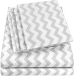 Twin Size Bed Sheets - 4 Piece 1500 Supreme Collection Fine Brushed Microfiber Deep Pocket Twin Sheet Set Bedding - 1 EXTRA PILLOW CASES, GREAT VALUE, Twin, Chevron Gray