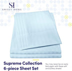 Dobby Stripe Queen Sheets - 6 Piece 1500 Supreme Collection Fine Brushed Microfiber Deep Pocket Queen Sheet Set Bedding - 2 Extra Pillow Cases, Great Value, Queen, Dobby Light Blue