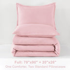 Litanika Pink Comforter Set Full Size, 3 Pieces Girls Women Cute Soft Solid Bedding Comforter Set, All Season Bed Set (79x90In Comforter & 2 Pillowcases)