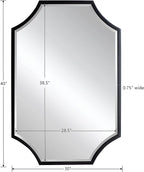 Kelly Miller 30"x40" Large Black Bathroom Mirror for Wall, Gold Scalloped Vanity Mirror Bevelled Framed Decorative Mirror for Master Bath Half Bath Entrance Hallway Fireplace Bedroom Living Room