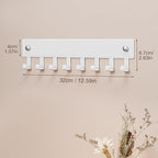 pickpiff 1 Pack Key Holder for Wall Adhesive, Key Hooks with 8 Hooks Wall Mounted, Key Hangers for Decor No Drill for Living Room, Kitchen, Office, White
