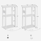TUTOTAK Small Narrow Side Table with Charging Station, Skinny End Table for Small Spaces, Slim Nightstand with USB Ports and Outlet, Sofa Beside Table with Wheels, White TB01BW046