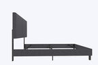 DHP Janford Upholstered Bed, Chic Grey Linen Platform Queen Bed with Modern Headboard, Sturdy Wood and Metal Frame