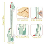 Personalized Growth Chart for Wall, Wooden Height Chart for Kids, Cute Height Measurement for Child/Girls/Boys, Baby and Toddler's Playroom/Kid's Room/Nursery Decor, Dinosaur