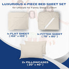 DREAMCARE Twin XL Sheet Sets - 4pc Cooling Sheets XL Twin Sheets - up to 21” Deep Pocket – Hotel Luxury Extra Long Twin XL Bed Sheets 100% Brushed Microfiber with Side Pocket - Ivory