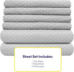 Cal King Size Bed Sheets - 6 Piece 1500 Supreme Collection Fine Brushed Microfiber Deep Pocket California King Sheet Set Bedding - 2 Extra Pillow Cases, Great Value, California King, Dot Gray