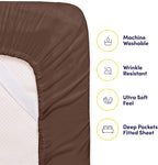 Sweet Home Collection 6 Piece 1500 Supreme Collection Brushed Microfiber Deep Pocket Sheet Set-2 Extra Pillow Cases, Great Value, Rv Short Queen, Brown