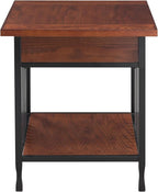Leick Home Ironcraft Coffee Table, Solid Wood, 2 Drawers, 1 Display Shelf, Mission Oak, Black Steel, Easy Assembly, 46 in L x 22 in W x 20 in H, 11262