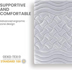 SLEEP ZONE Full Size Cooling Mattress Pad for Double Bed, Premium Zoned Quilted Mattress Topper, Wrap Around Mattress Protector Cover, Machine Wash Durable, Deep Pocket 8-21 inch, Silver Grey, Full