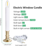 8-Pack Dusk to Dawn Electric Christmas Window Candle Lights with Shatterproof Plastic LED Bulbs, Plug-in Corded Window Candle Lamps, Auto On/Off Light Sensor, 8 Suction Cups Included, Warm White