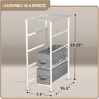 Sorbus Narrow Dresser with 4 Drawers - Vertical Slim Storage Chest of Drawers with Steel Frame, Wood Top & Easy Pull Fabric Bins for Small Spaces, Closets, Bedroom, Bathroom & Laundry (Gray)