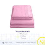 Twin XL Sheets - Breathable Luxury Sheets with Full Elastic & Secure Corner Straps Built In - 1800 Supreme Collection Extra Soft Deep Pocket Bedding Set, Sheet Set, Twin XL, Pink