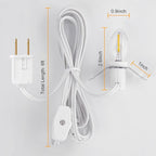Brightown Accessory Cord with Light Bulb, 6ft UL-Listed White Cord with On/Off Switch for Night Lights, Salt Lamps, Holiday Decorations and Craft Projects