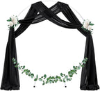 Socomi Wedding Arch Draping Fabric 1 Panel 29" x 18Ft Black Sheer Curtain Drapes 6 Yards for Wedding Ceremony Birthday Party Decoration