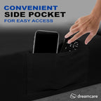DREAMCARE Queen Size Sheets - Cooling Bed Sheets - 4pcs Set - up to 15" Deep Pocket Queen Sheet Set - Sheets Queen Size Bed - Soft & Long Lasting 100% Fine Brushed Polyester with Side Pocket - Black