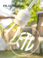 addlon 48 FT Outdoor String Lights Commercial Grade Weatherproof, 18 Edison Vintage Bulbs, 15 Hanging Socketsand 3 Spare Bulbs, ETL Listed Decorative Cafe Patio Lights for Bistro Garden, White