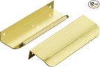 Ravinte Hardware 12 Pack Gold Cabinet Handles, 4.75 Inch (120mm) Finger Edge Pulls, 3.75 Inch Hole Center, Finger Pulls for Cabinets