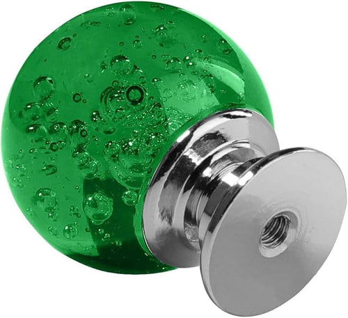 12 Pcs 30mm Round Shape Bubble Crystal Glass Cabinet Knobs with Screws Drawer Knob Pull Handle Used for Kitchen, Dresser, Door, Cupboard (Dark Green)