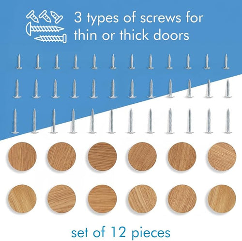 12 Pack Wood Cone Cabinet Knobs (Light) - 1 ½ " Diameter Round Shape - Wooden Drawer Pulls for Cabinets Doors, Dresser and Drawers Knob, Kitchen Cabinet Door Handle