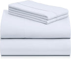 LuxClub 4 PC Sheet Set Bed Sheets Deep Pockets 16" Eco Friendly Wrinkle Free Cooling Machine Washable Hotel Bedding Silky Soft - Baby Blue King