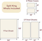 Mellanni Split King Sheets Set - 5 PC Iconic Collection Bedding - Hotel Luxury, Extra Soft, Cooling Bed Sheets - Wrinkle, Fade, Stain Resistant (Split King, Charcoal)