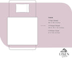 Linen Home 100% Cotton Percale Sheets Twin Size,Mauve Lavender, Deep Pocket, 3 Pieces Set - 1 Flat, 1 Deep Pocket Fitted Sheet and 1 Pillowcase, Crisp Cool and Strong Bed Linen