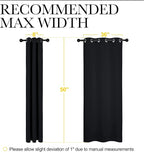 NICETOWN Blackout Draperies Window Curtain Panels, Autumn/Winter Thermal Insulated Solid Grommet Blackout Curtains/Drapes for Cafe (Set of 2, 42 inches by 50 inches, Black)