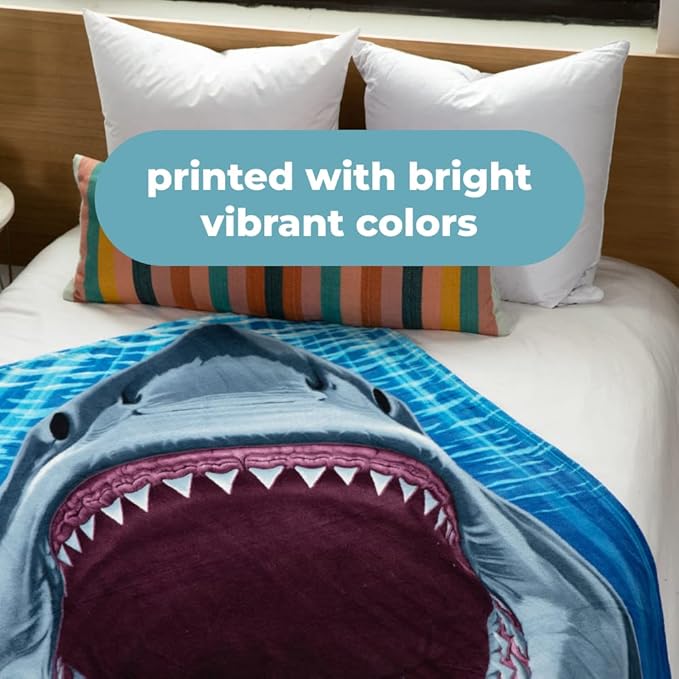 Dawhud Direct White Shark Fleece Blanket - 50x60-Inch Soft Plush Throw for Kids and Adults - Cozy Shark Blanket for Bed, Couch, or Outdoor Use - Ideal for Sharks Lovers and Bedroom Decoration
