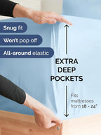 Extra Deep King Sheet Set - 6 Piece Breathable & Cooling Sheets - Hotel Luxury Bed Sheets Set - Easy & Secure Fit - Soft, Wrinkle Free & Comfy Sheets Set - Light Blue Sheet Set with Extra Deep Pockets