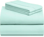 LuxClub 4 PC Sheet Set Bed Sheets Deep Pockets 16" Eco Friendly Wrinkle Free Cooling Machine Washable Hotel Bedding Silky Soft - Aquamarine Full