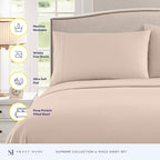 Queen Size Bed Sheets - Breathable Luxury Sheets with Full Elastic & Secure Corner Straps Built In - 1800 Supreme Collection Soft Deep Pocket Bedding, Sheet Set, EXTRA DEEP pocket - Queen, Beige
