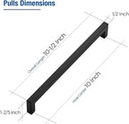 JOY DECOR 6 Pack Cabinet Handles, Black Cabinet Pulls, 10 Inch Kitchen Closet Handles Square Drawer Pulls Stainless Steel Drawer Hardware, 256mm Hole Centers