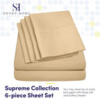 Cal King Size Bed Sheets - 6 Piece 1500 Supreme Collection Fine Brushed Microfiber Deep Pocket California King Sheet Set Bedding - 2 Extra Pillow Cases, Great Value, California King, Camel