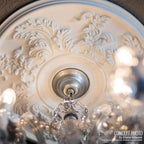 Ekena Millwork CM12BRUWC Bradford Hand-Painted Ceiling Medallion , Ultra Pure White Crackle