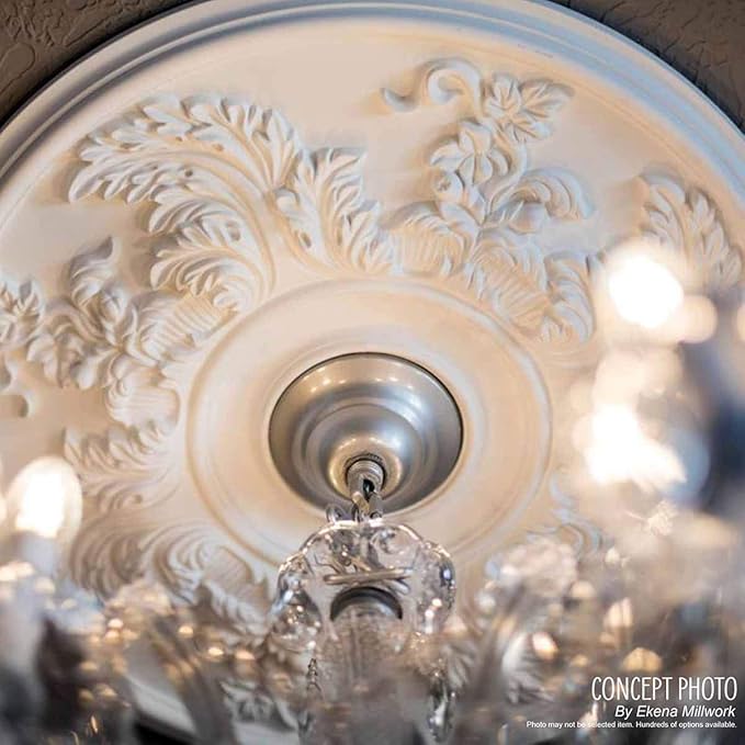 Ekena Millwork CM12BRPTF 12 1/2"OD X 3 7/8"ID X 3/4"P Bradford Ceiling Medallion Fits Canopies Up to 6 5/8", Painted Turtle