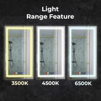 Fab Glass and Mirror LED Mirror 48x30 Inches, Led Bathroom Mirror with Lights Front and Backlit Anti-Fog Memory Brightness, Three Color Options Frameless Wall Mounted Bathroom Vanity Mirrors