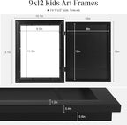 [3Pack] Kids Art Frames, 9x12 Front Opening Kids Artwork Frames Changeable, Black Artwork Display Storage Frame for Wall, Holds 50 Pcs, for 3D Picture, Crafts, Children Drawing, Hanging Art, Portfolio