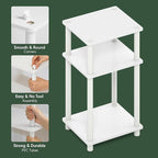 Furinno Just 3-Tier Turn-N-Tube End Table / Side Table / Night Stand / Bedside Table with Plastic Poles, 2-Pack, White/White