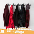 10 Pack Coat Hooks Wall Hooks for Hanging, Heavy Duty Double Prong Metal Hook Wall Mounted for Living Room, Bathroom, Kitchen, Bedroom for Coat, Bag, Scarf, Towel, Hat, Key, Cup (Black)