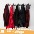 20 Pack Coat Hooks Wall Hooks for Hanging, Heavy Duty Double Prong Metal Hook Wall Mounted for Living Room, Bathroom, Kitchen, Bedroom for Coat, Bag, Scarf, Towel, Hat, Key, Cup (Black)
