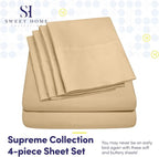 Twin XL Size Bed Sheets - 4 Piece 1500 Supreme Collection Fine Brushed Microfiber Deep Pocket Twin X-Large Sheet Set Bedding - 1 EXTRA PILLOW CASES, GREAT VALUE, Twin XL, Camel