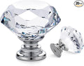 Ravinte 20 Pack Crystal Drawer Knobs - Glass Cabinet Knobs, Diamond Shaped, 30 mm, Silver Base