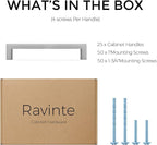 Ravinte 25 Pack Solid 5 Inch Center to Center Slim Square Bar Drawer Handles Cabinet Hardware - Brushed Nickel Kitchen Pulls