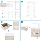 MAX Houser Dresser Tower with 3 Drawers for Bedroom, Fabric Storage Organizer Unit, Chest of Drawers with with WoodTop, Small Vertical Storage for Guest Room, Closet, Entryway, Nursery(Beige)