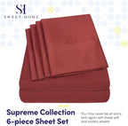 Full Size Bed Sheets - 6 Piece 1500 Supreme Collection Fine Brushed Microfiber Deep Pocket Full Sheet Set Bedding - 2 Extra Pillow Cases, Great Value, Full, Burgundy