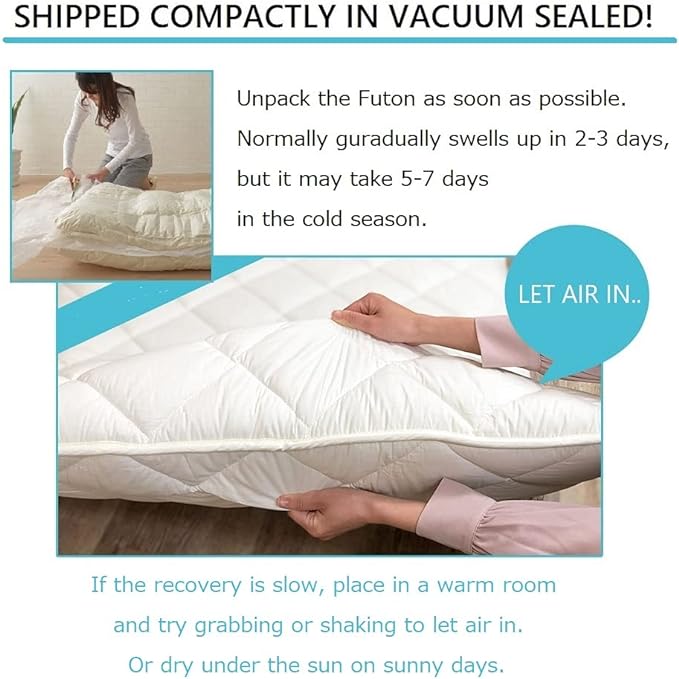 EMOOR Japanese Futon Mattress CLASSE Twin (39x79in) Made in Japan White, Foldable Floor Sleeping Bed Tatami Mat
