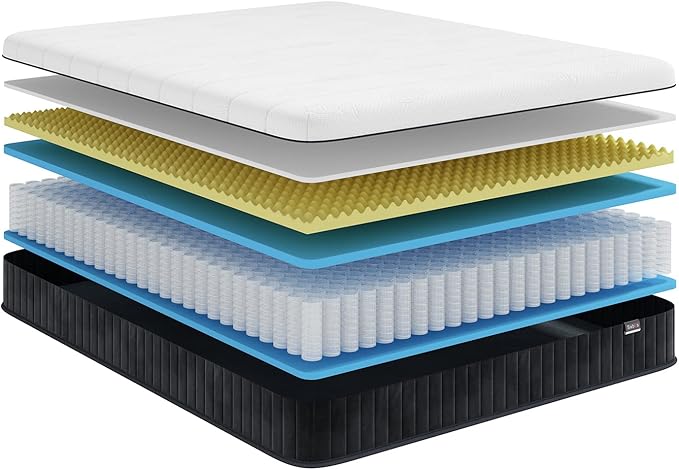Swbvs King Mattress, 10 Inch Memory Foam Firm King Size Mattress with Hybrid King Bed Mattress in a Box Pressure Relief & Supportive King Size Matress